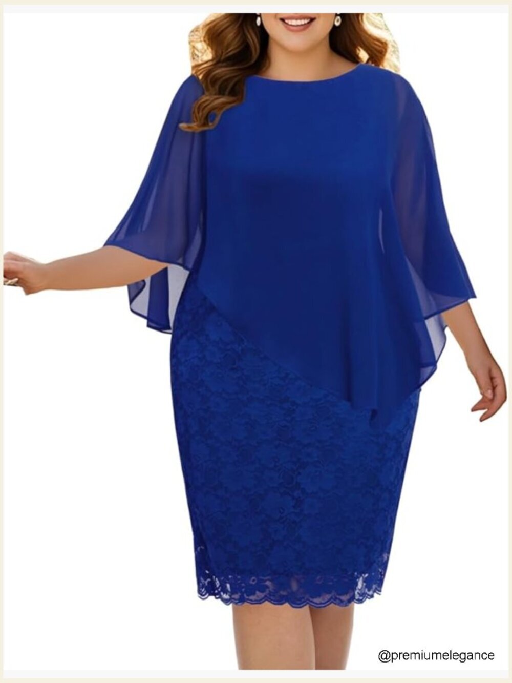 Plus Size Lace Cape Dress for Wedding Guest Mother of Bride Semi Formal